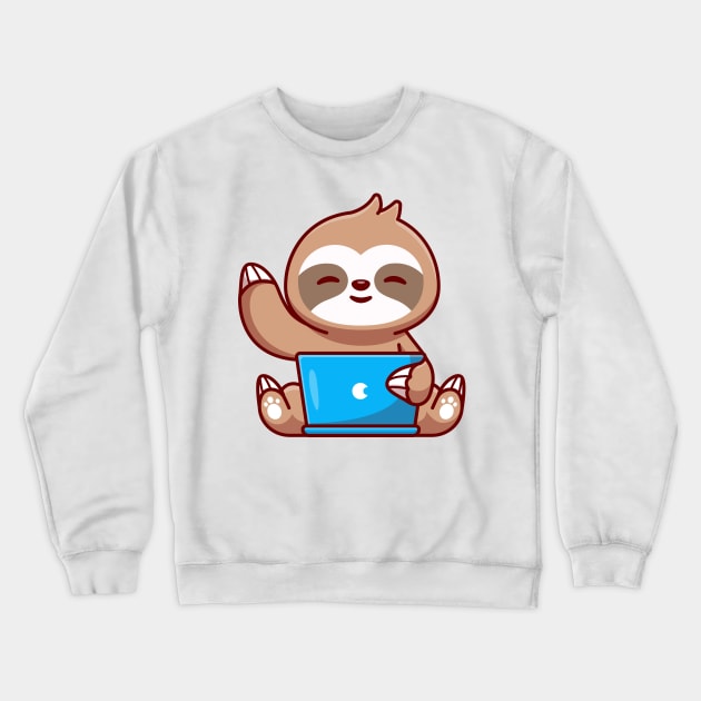 Tech-Savvy Sloth Crewneck Sweatshirt by AdoreedArtist